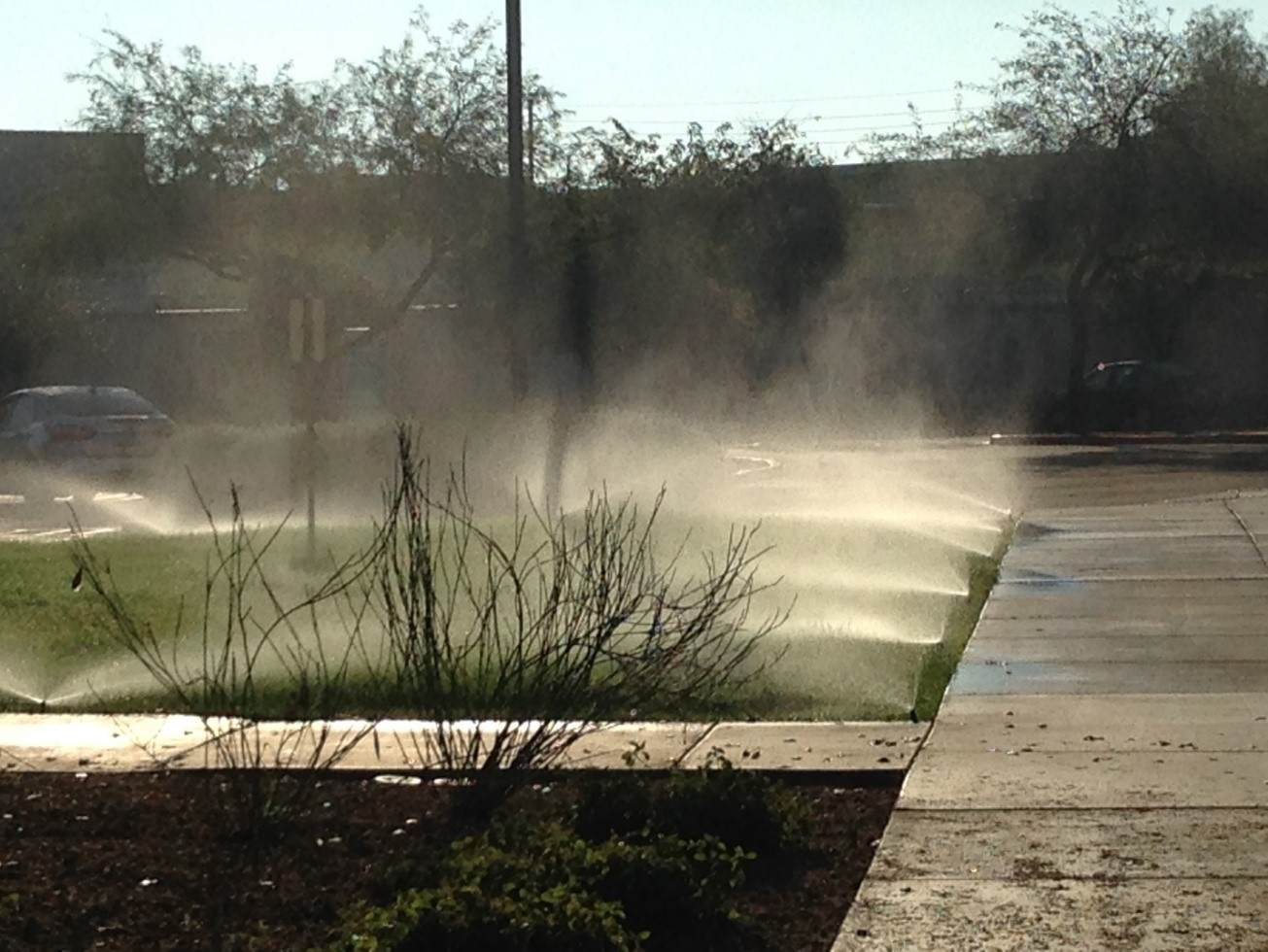 Sprinklers Watering Yard