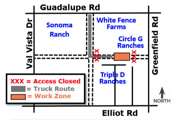 Map showing exact location of closure