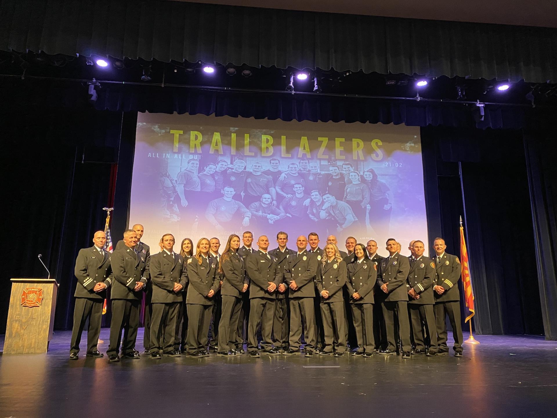 A group of firefighters at their graduation ceremony