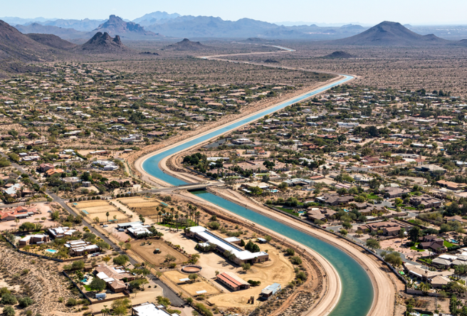 An aerial photo of the Colorado River.