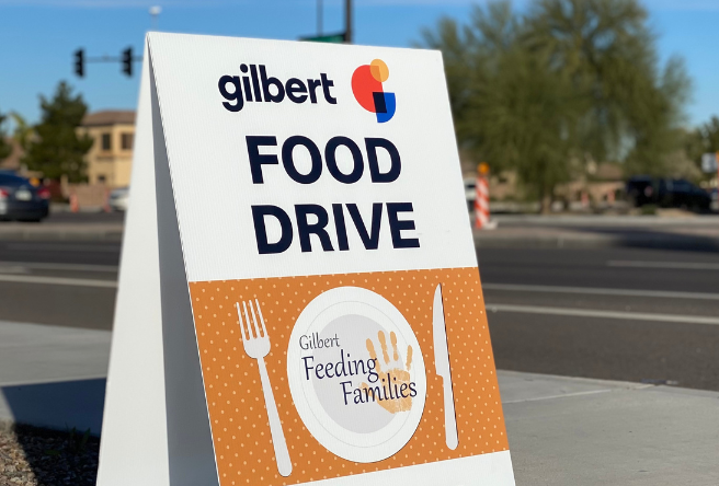 Gilbert Feeding Families Food Drive Sign