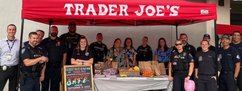 group photo of GPD and Gilbert Fire at Trader Joe's