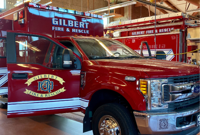 A photo of one of Gilbert Fire & Rescue's six ambulances.