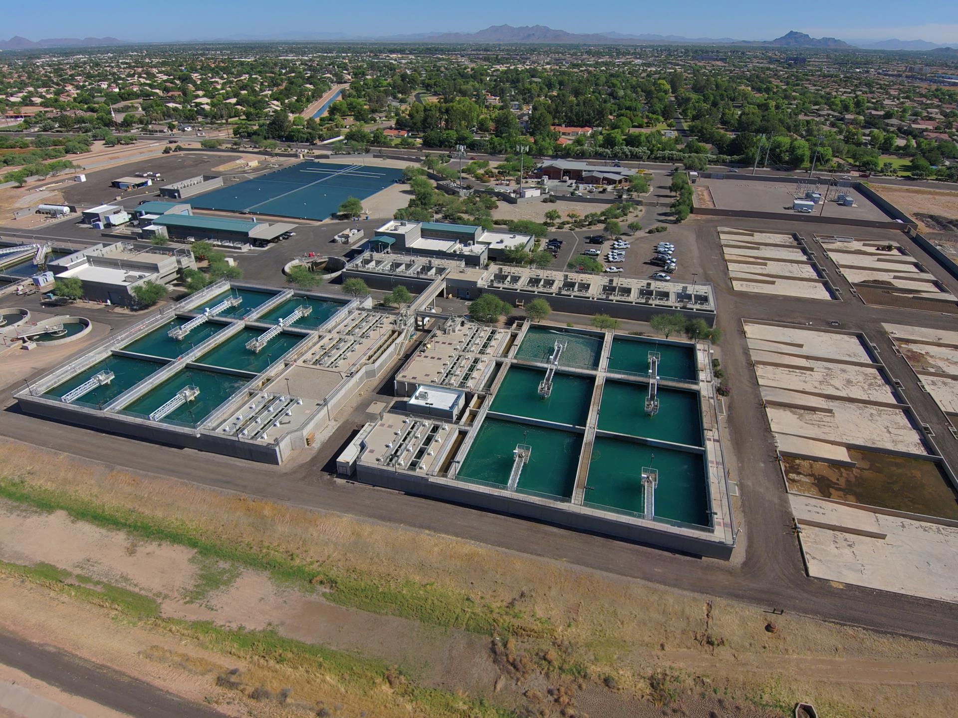 A wide shot photo of the North Water Treatment Plant in Gilbert.