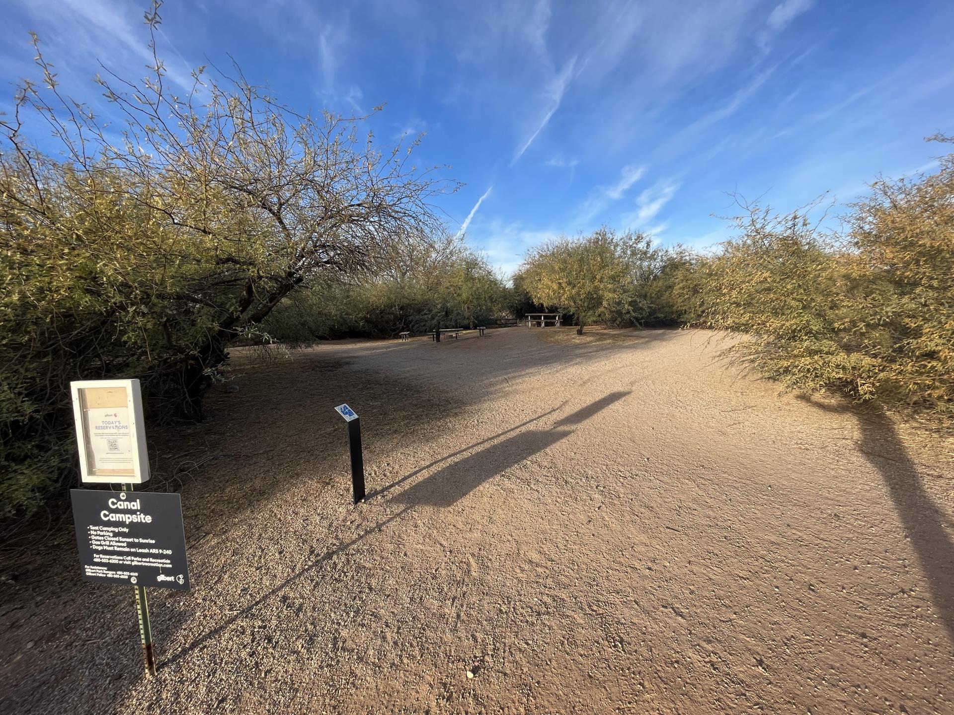 A desert campground at the Riparian Preserve