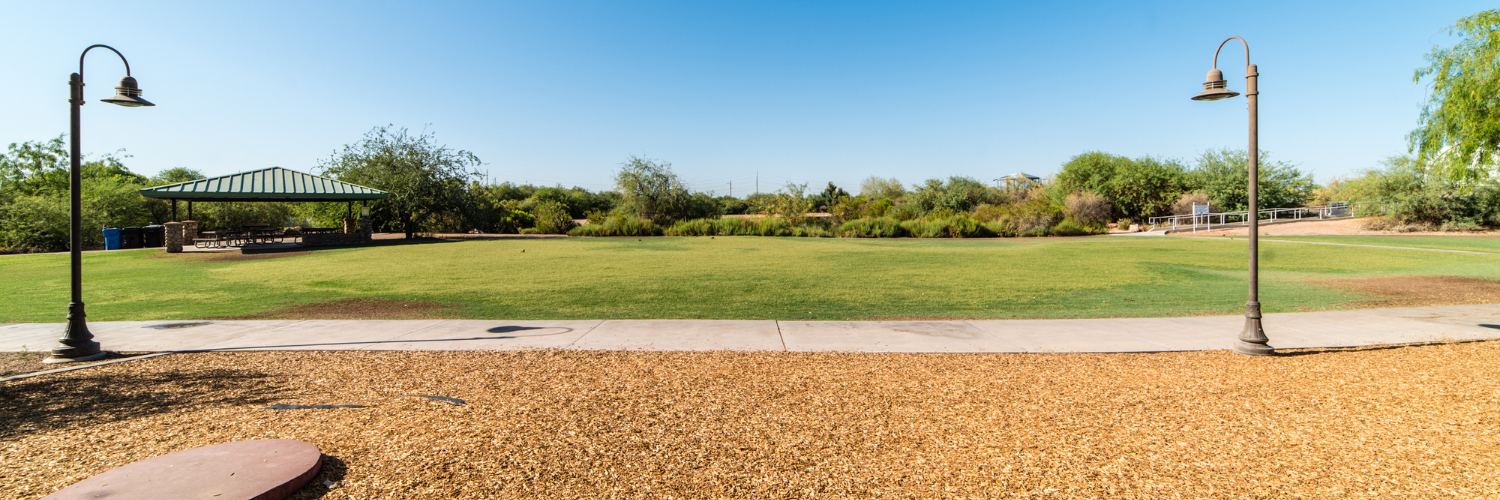 The East and West lawn at the Riparian Preserve