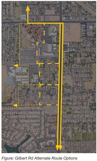 A map of Gilbert where where a multi use path study will take place