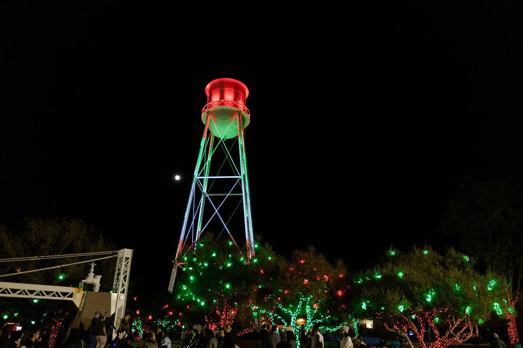 This is a photo of the Holiday Lighting at the Water Tower. 