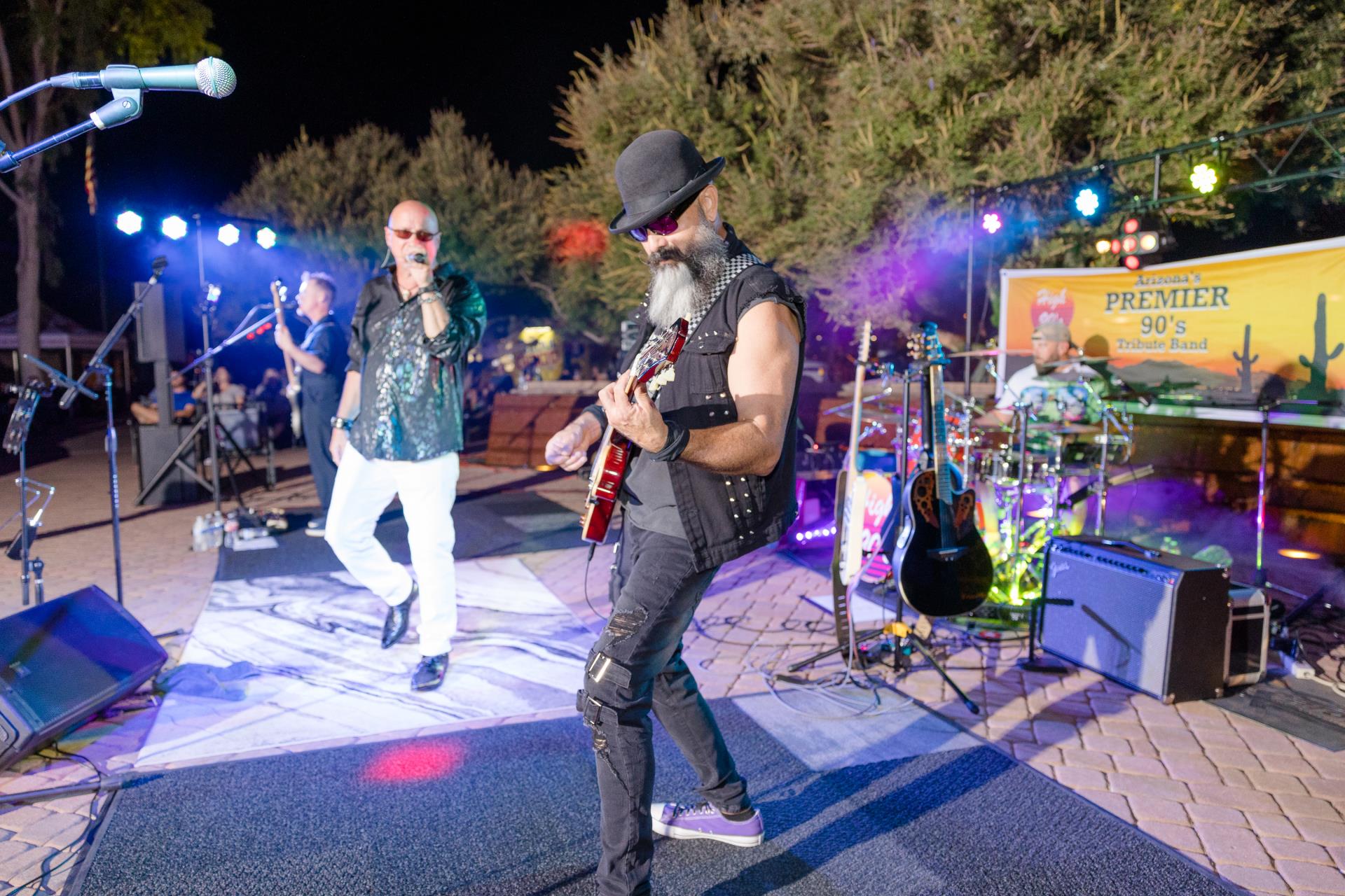 This is a photo of a band at the Water Tower Plaza. 