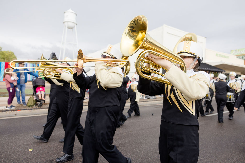 This is a photo of a marching band in the Gilbert Days Parade.