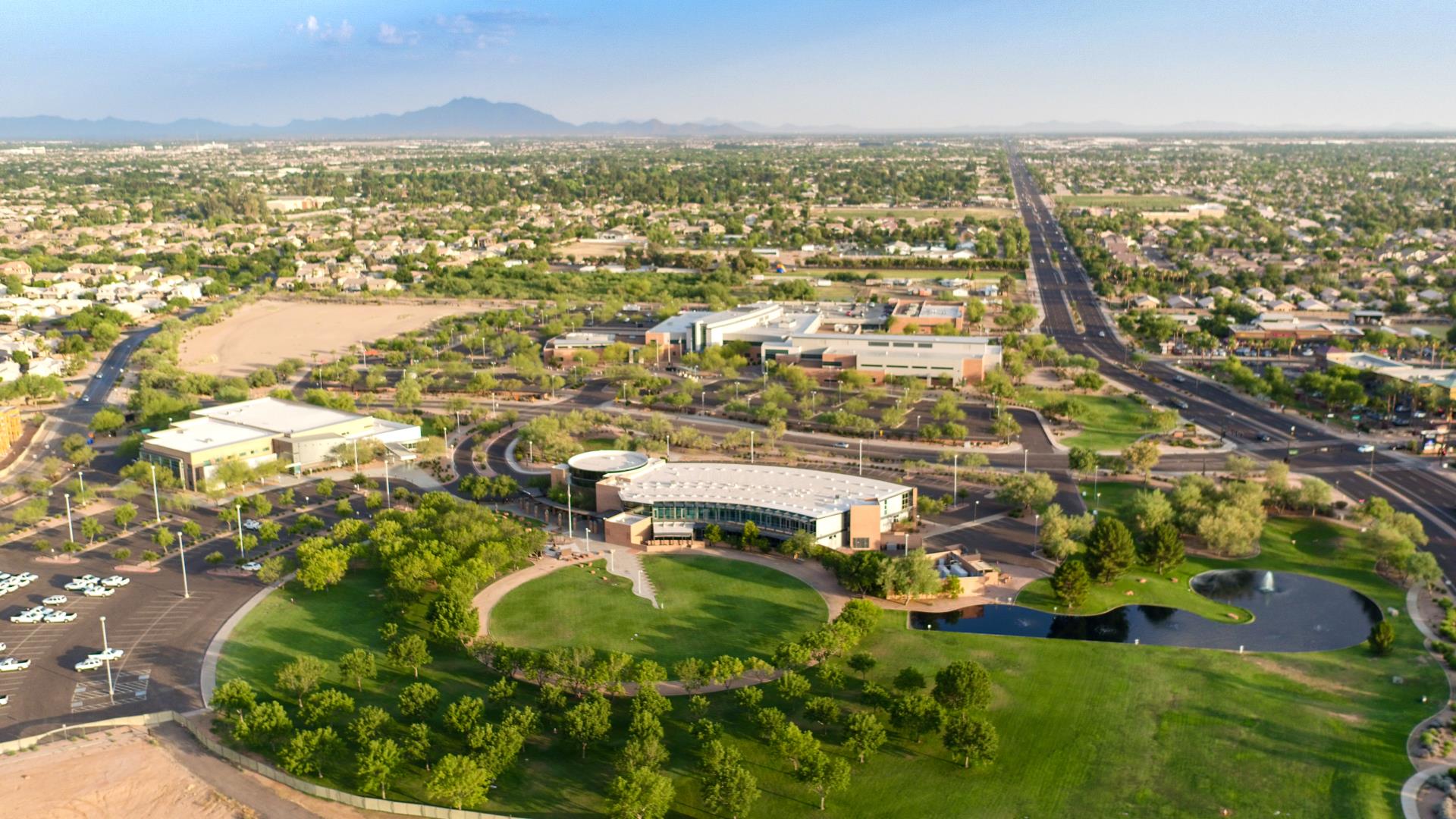 Aerial photo of Gilbert Civic Center Campus