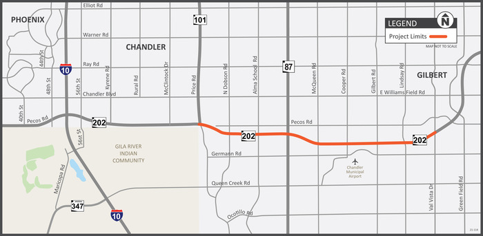 Upcoming road work on the Santan Loop 202 