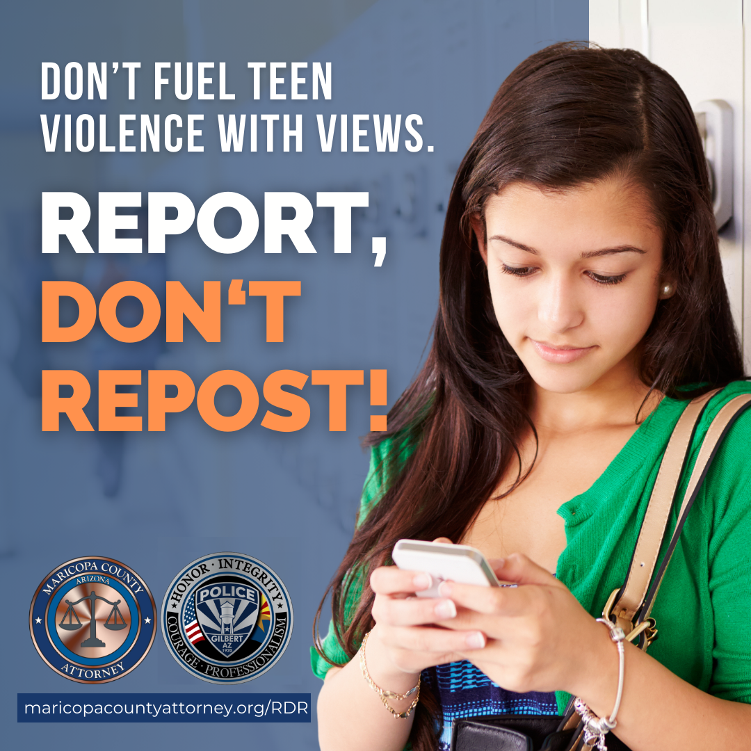 Report don't repost campaign graphic