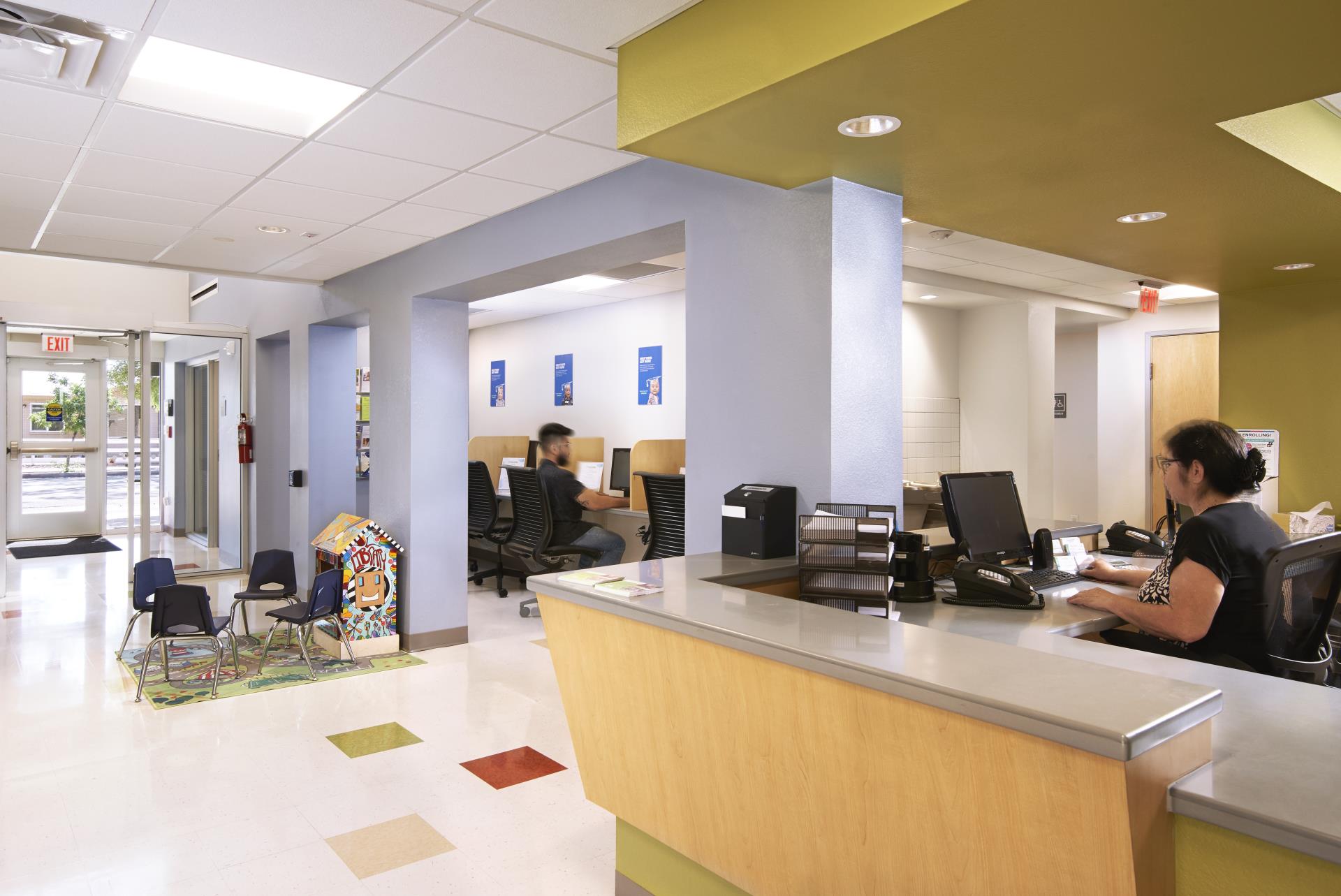 Photo of heritage center desk and computers