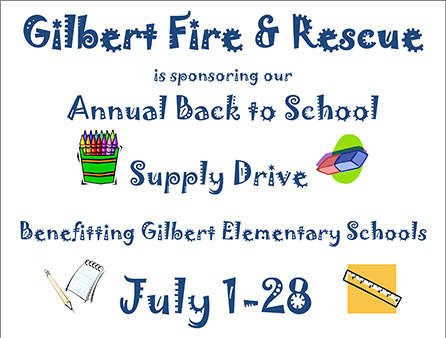 Gilbert Fire Back to School Drive